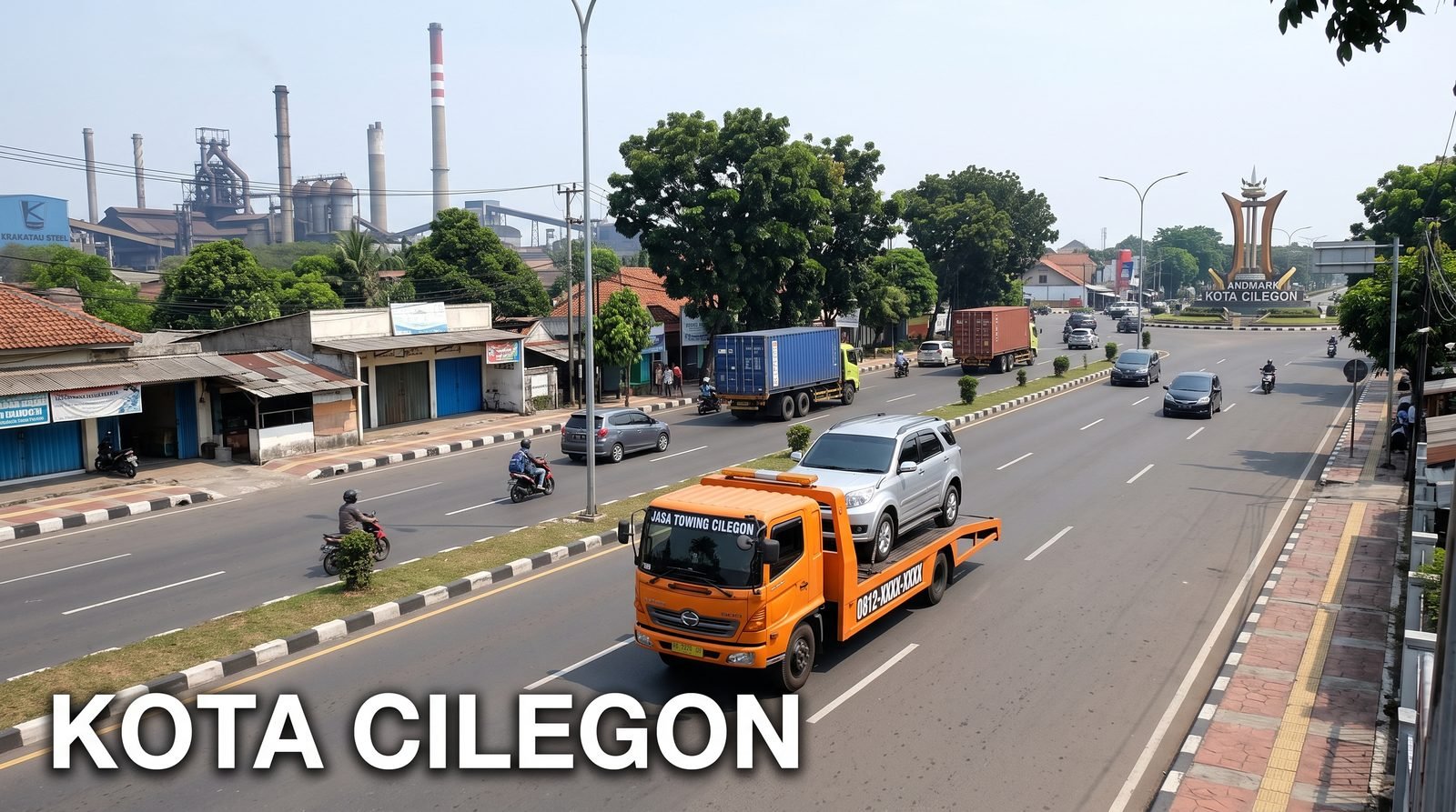 Truk derek mobil jasa towing Kota Cilegon 24 jam Sindu Trans